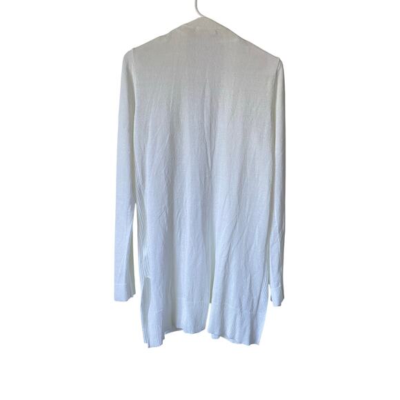 Fontabella White Open Front Longline Cardigan Sweater L Capsule Wardrobe Casual - Picture 2 of 8